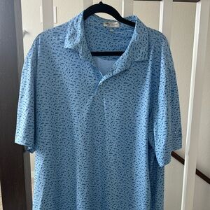 Peter Millar Light Blue Patterned Polo Shirt
